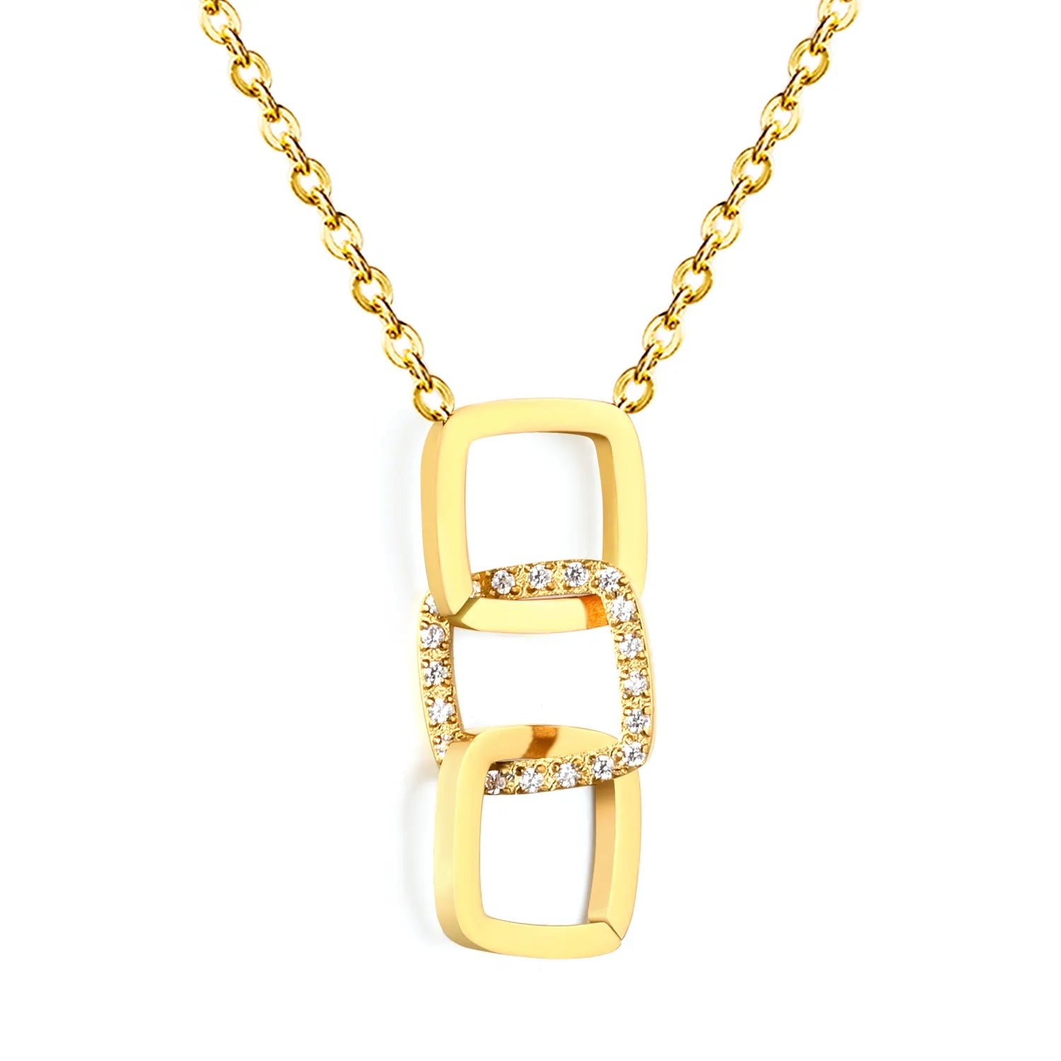 9.7mm wide smooth geometric hollowed design 9.7mm mnc diamonds0.4 cross chain. 45+5cm+6mm round tail Necklace Gold asonjewelry
